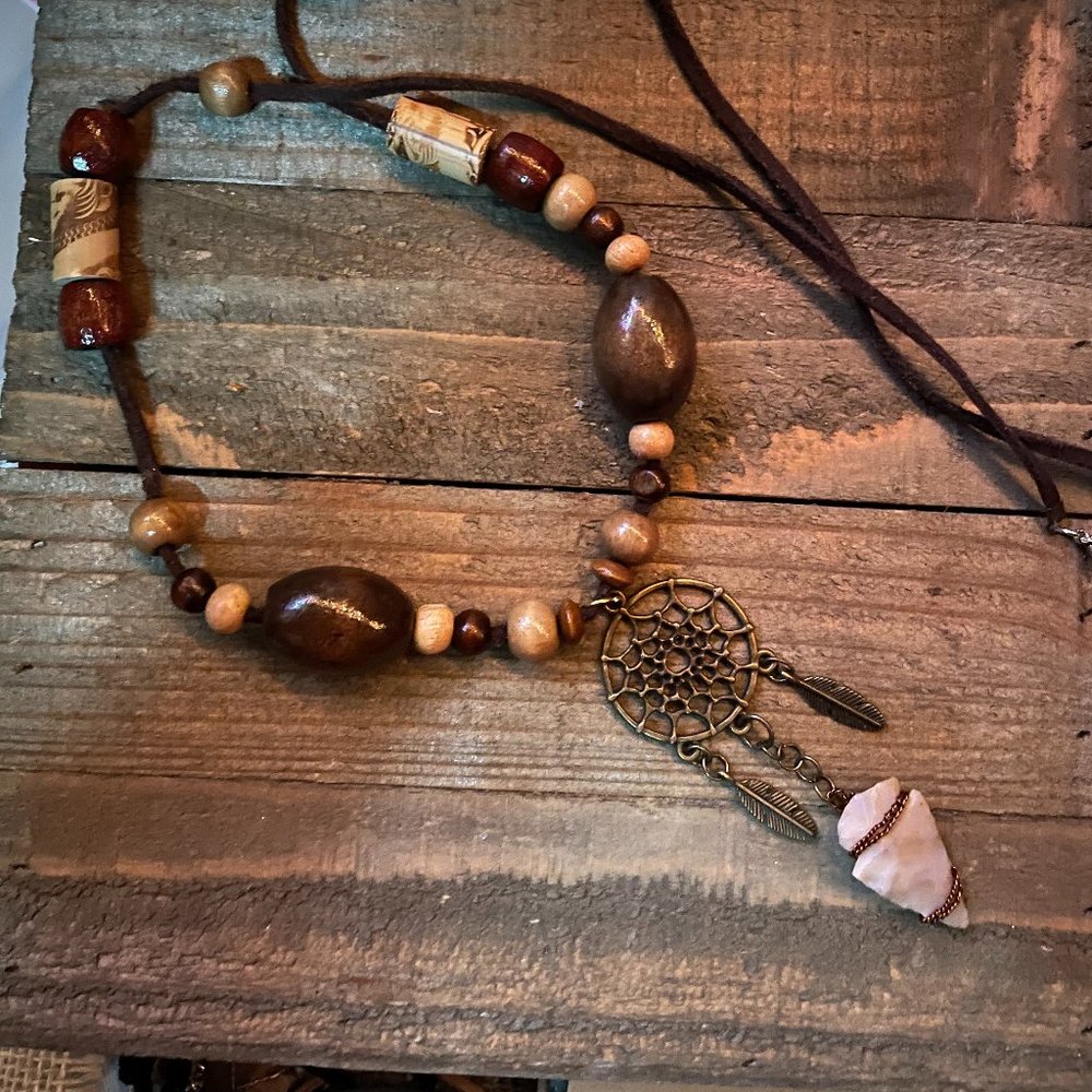 Handmade Arrowhead Dreamcatcher Pendant Necklace